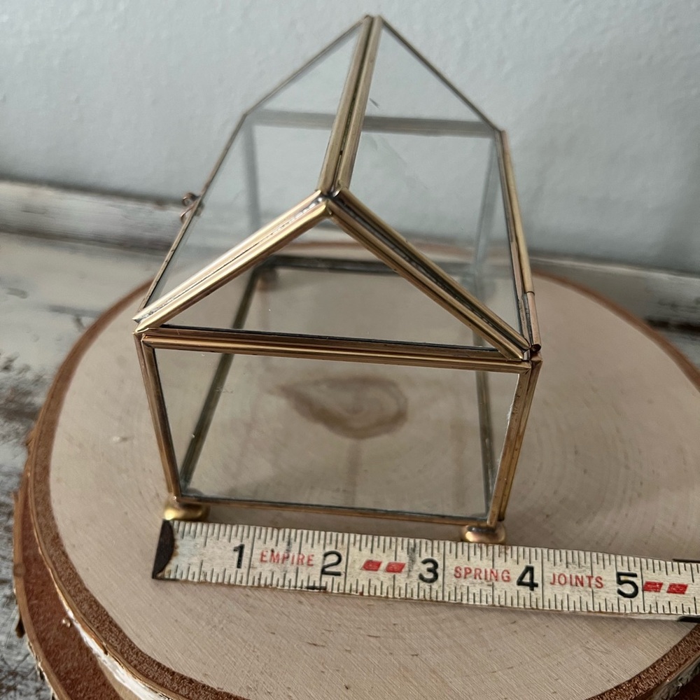 ✨SOLD✨ Vintage DISPLAY CASE BOX GLASS & BRASS KeepSake Curio Terrarium Hinge Lid - Picture 8 of 9